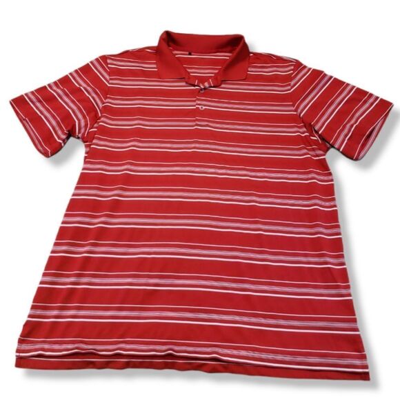 Adidas Shirt Size XL Men's Adidas Golf Puremotion Polo Shirt Striped Stripes Red - Picture 1 of 6